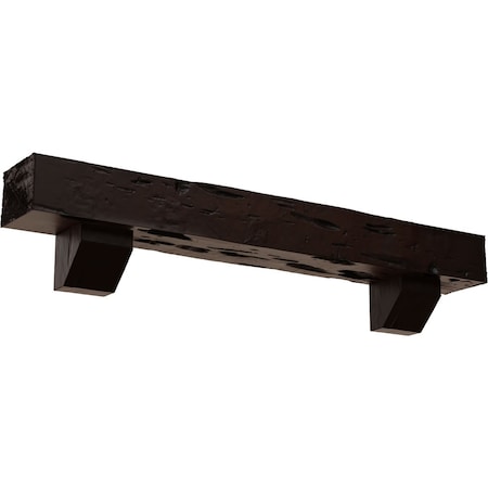 Kit W/ Ashford Corbels, Premium Mahogany, 6H  X 8D X 60W Pecky Cypress Faux Wood Fireplace ManteL